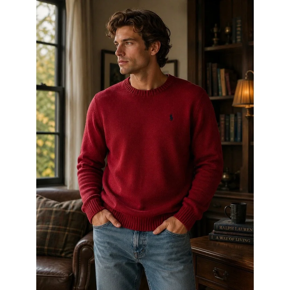 Polo Ralph Lauren Sweater Mens XL Red Preppy Old Money Aesthetic